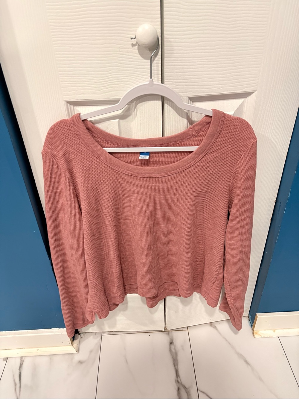 Old Navy Dusty Pink Waffle Knit Long Sleeve Top XL
